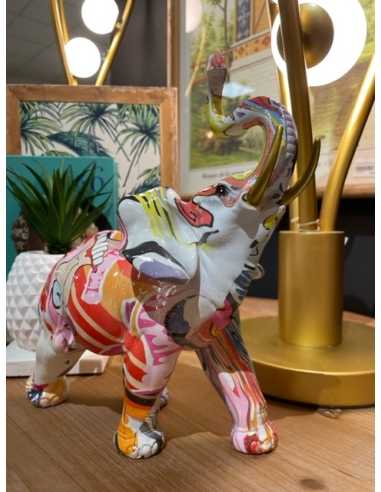 Figura Elefante Multicolor de Resina 20x10x23 cm