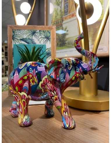Figura Elefante Multicolor de Resina 22x8x19 cm
