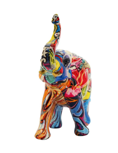 Figura Elefante Multicolor de Resina 20x8 x19,50 cm