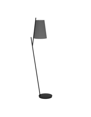 Lámpara de pie PETROSA Acero Negro / Textil Gris, blanco