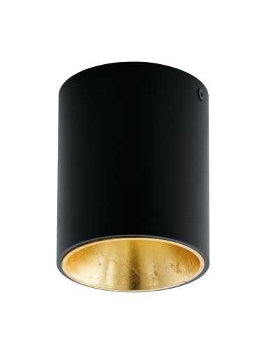 Lámpara de techo POLASSO, Aluminio, plástico Negro, oro