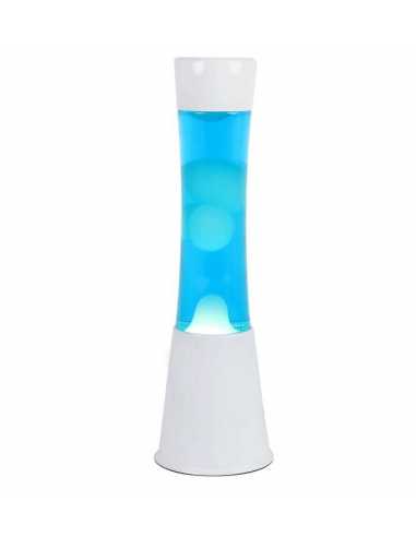 Lámpara de lava base blanca líquido azul / blanco 40 cm