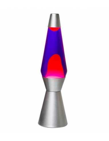 Lámpara de lava base plateada líquido violeta / rosa 40 cm