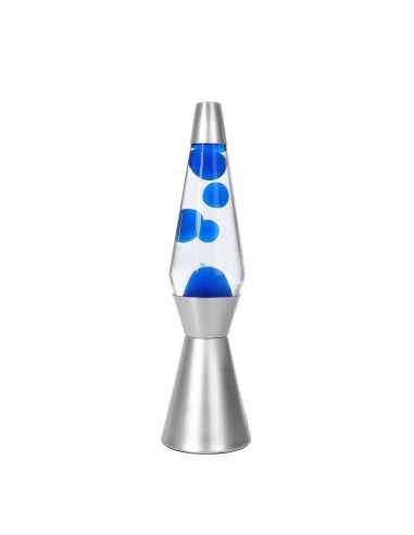 Lámpara de lava base plata- líquido transparente - lava azul