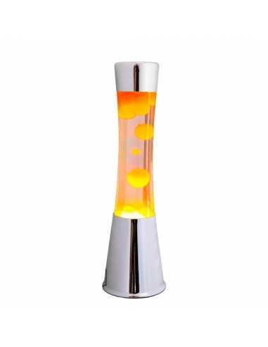 Lámpara de Lava - Base Cromo / Líquido transp. / Lava Naranja