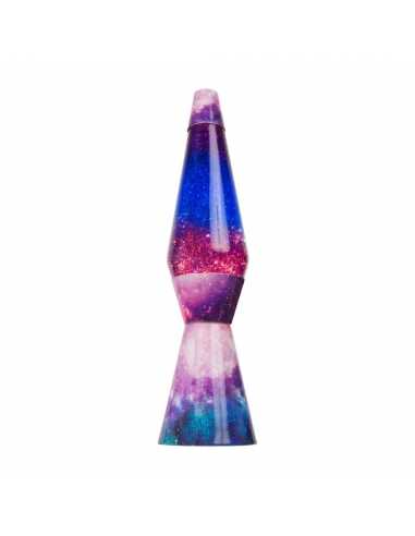 Lámpara de lava Fisura 'Bullet' Lava - Base efecto Galaxia/ Líquido morado/ Purpurina