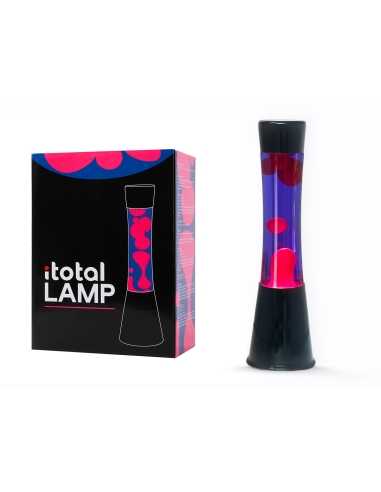 Lámpara de lava, base negra, líquido morado/cera rosa 40 cm