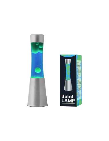 LámparaLámpara Lámpara 30 cm Base Plata, Líquido Azul / Cera Verde