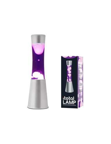 Lámpara de lava de plata de 30 cm, líquido púrpura / cera blanca