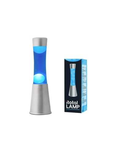 Lámpara de lava 30 cm Base de plata, líquido azul / cera blanca