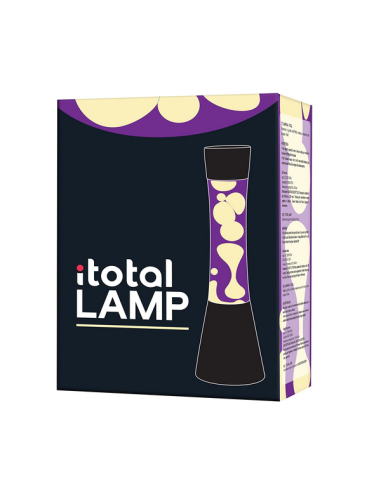 Lámpara base negra de 40 cm, líquido púrpura / cera amarilla